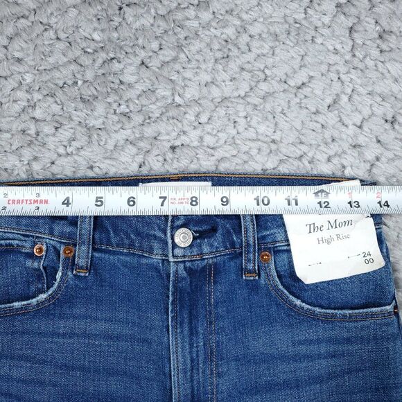 Abercrombie Mom High Rise Jeans Ripped Distressed Blue Size 00 24 Stretch - Picture 8 of 10